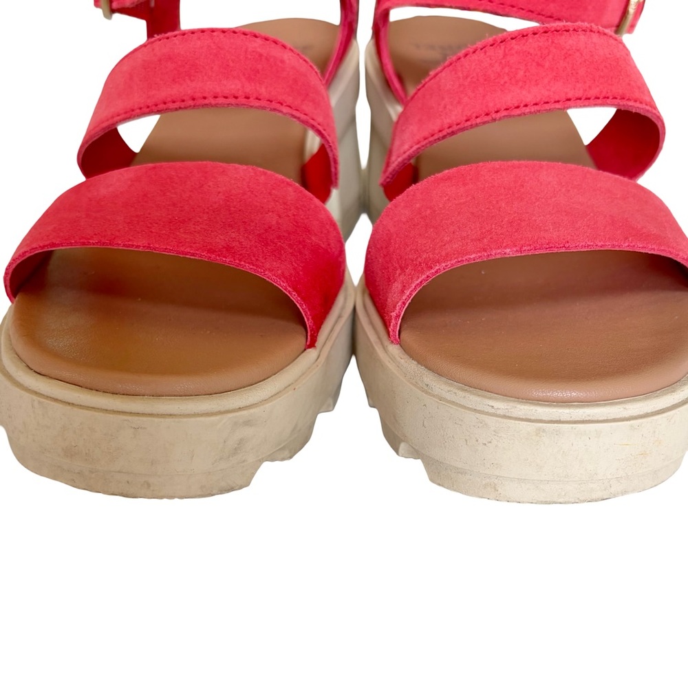 SOREL Joanie Heel Ankle Strap Sandals, Red Glow/Honey White color - Picture 5 of 13